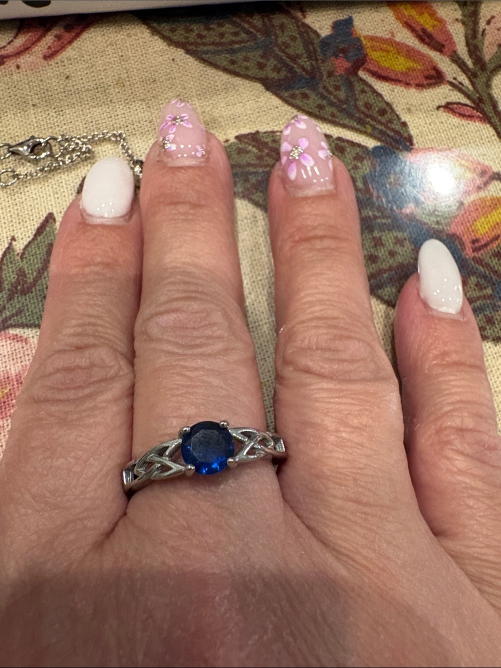 Sterling Silver Blue Sapphire Solitaire Ring - Blue
